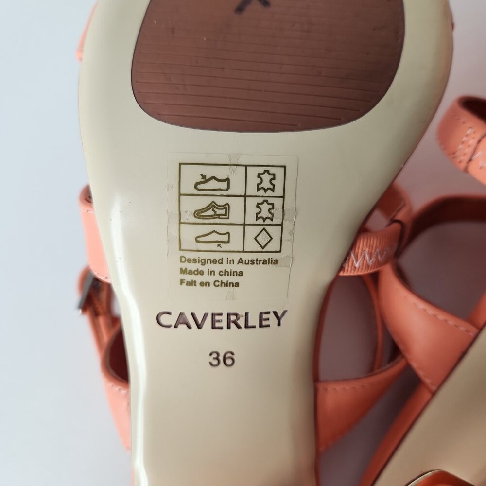 Anthropologie x CAVERLEY Mazie strappy leather Heels Coral Orange EU 36 US 6 - Picture 14 of 16